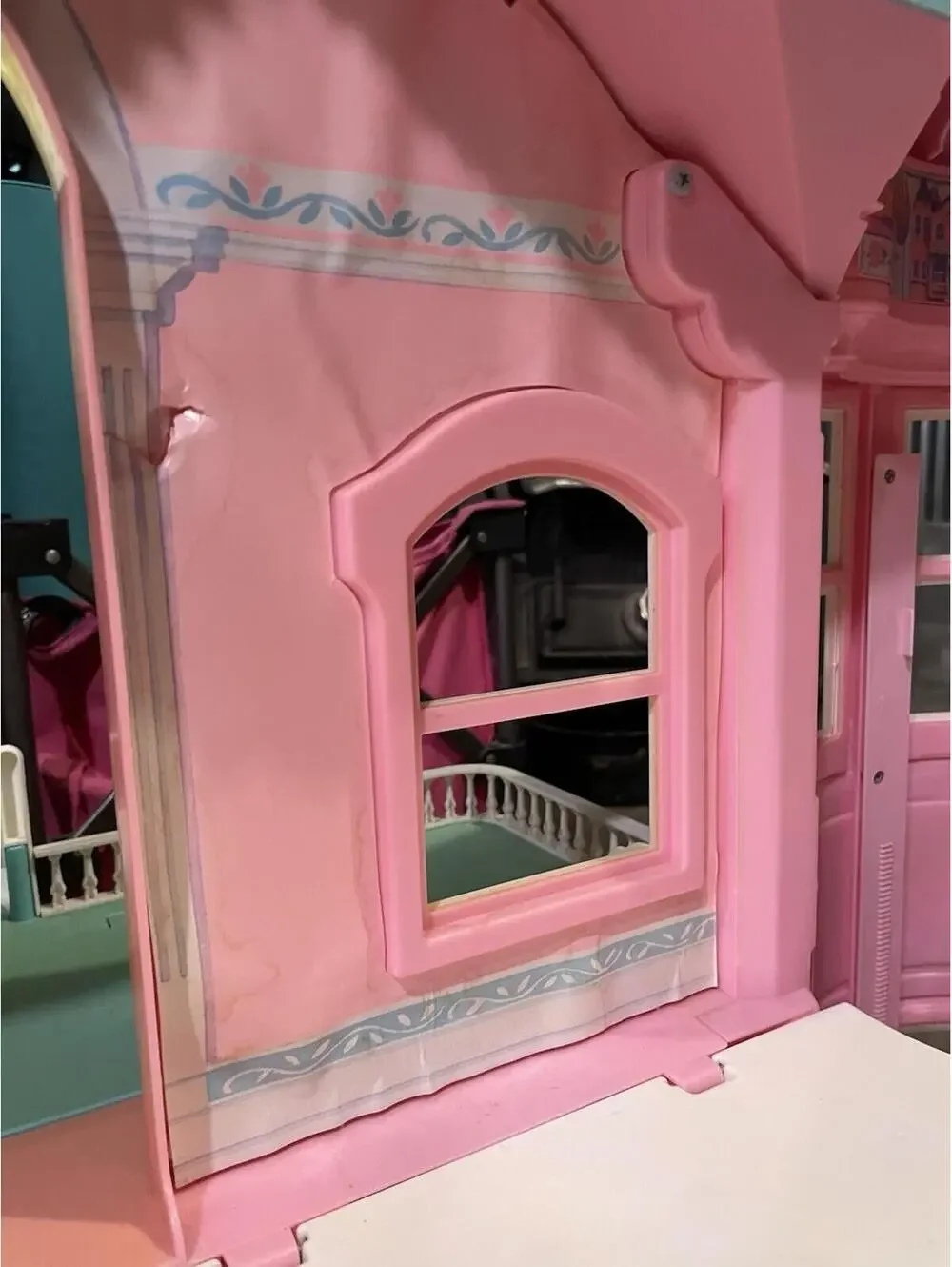 Vintage 1995 Barbie Victorian Dream House Pink Blue! Retro